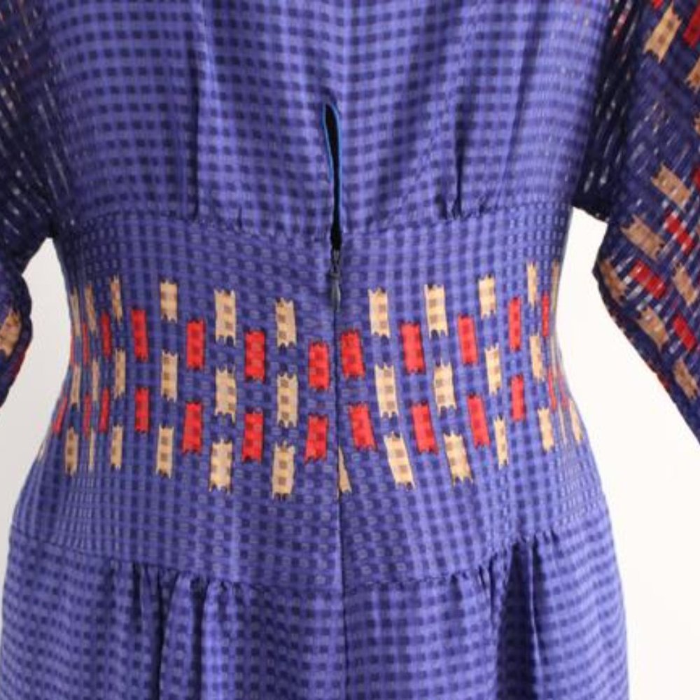 Anna Sui Designer Blue Printed Midi Dress - Picture 6 of 8